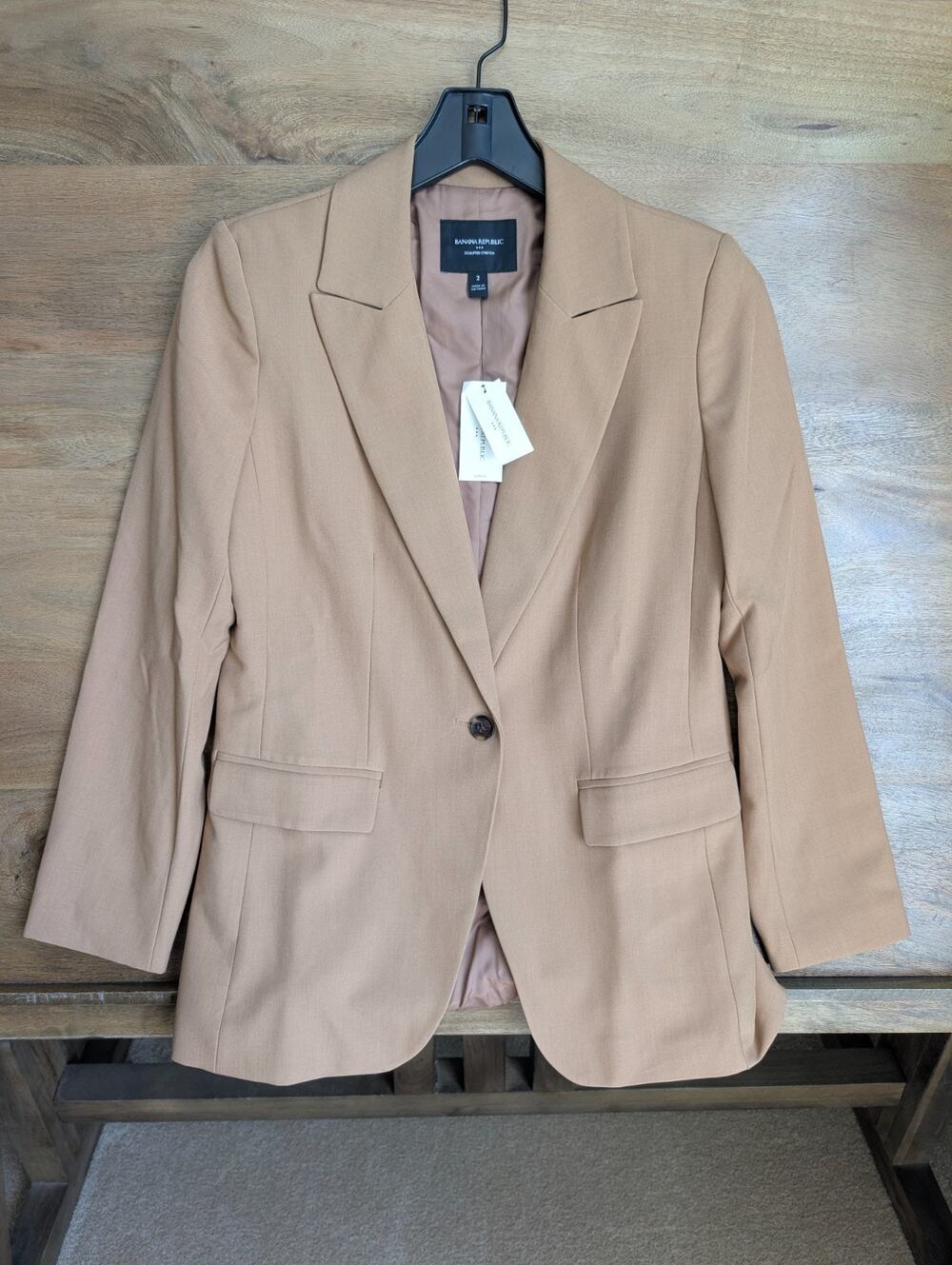 Banana Republic 473771 Sculpted Suit Blazer Womens 2 Brown Stretch NWT